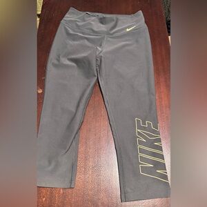 Nike Gray Leggings with Gold Accents